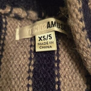 Amuse Society Navy, TAN and Gray Striped Knit Sweater
